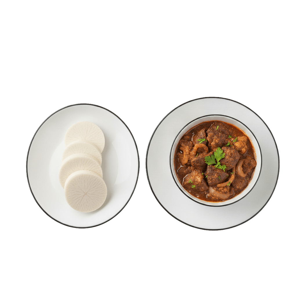 Yam dish prepared for in-flight service